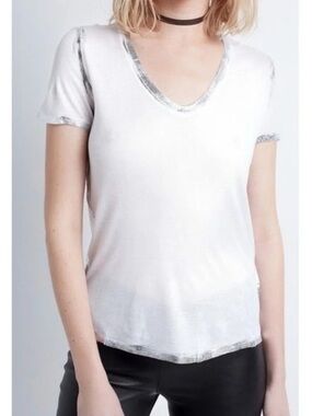 Zadig & Voltaire | Tino Foil T-Shirt In White/Silver size Small